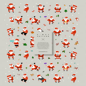 时尚欢快的圣诞老人元素图案背景psd素材