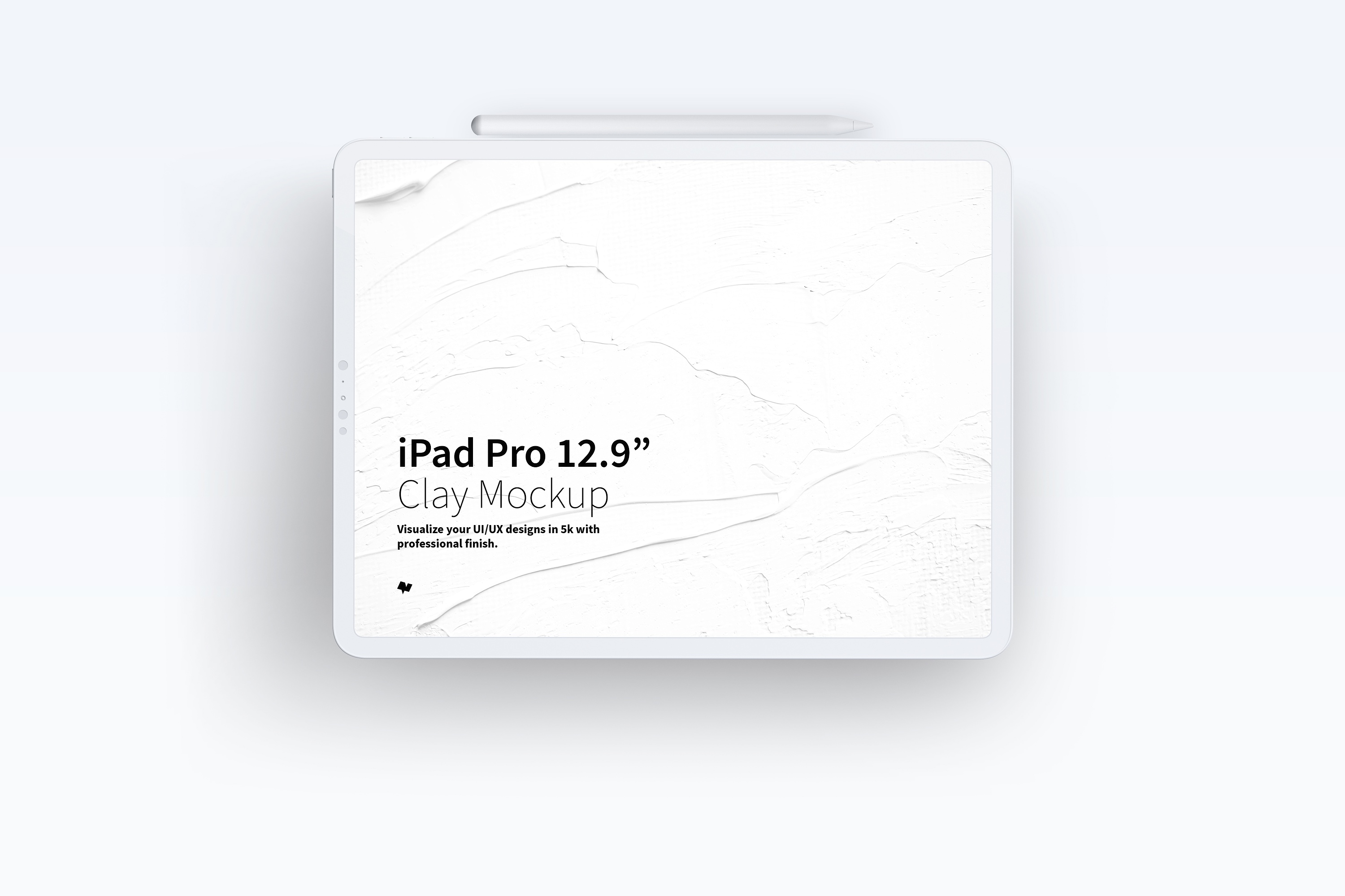 iPad Pro平板电脑界面设计预览前视图黏土样机 Clay iPad Pro 12.9” Mockup, Landscape Front View
