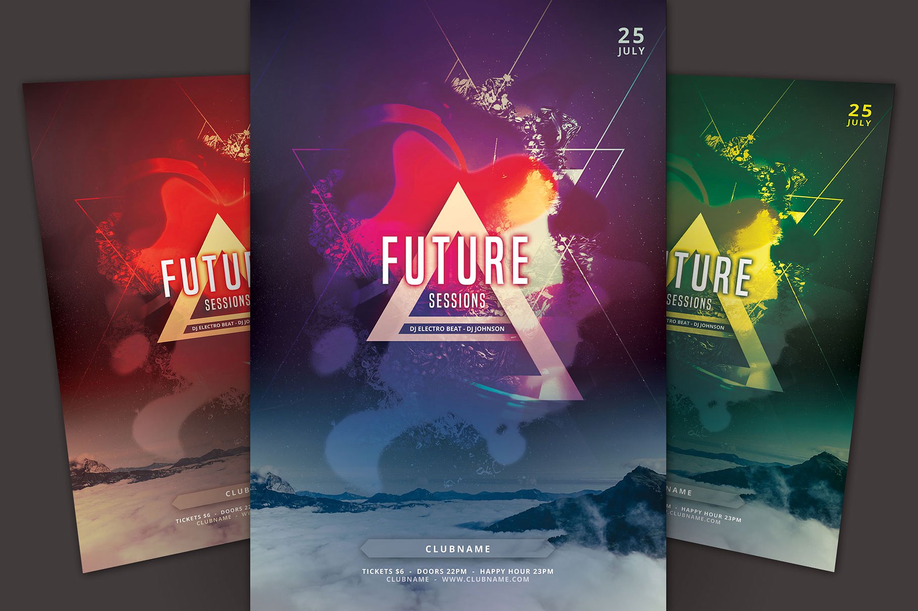 抽象几何夜总会派对活动传单模板 Future Sessions Flyer Template