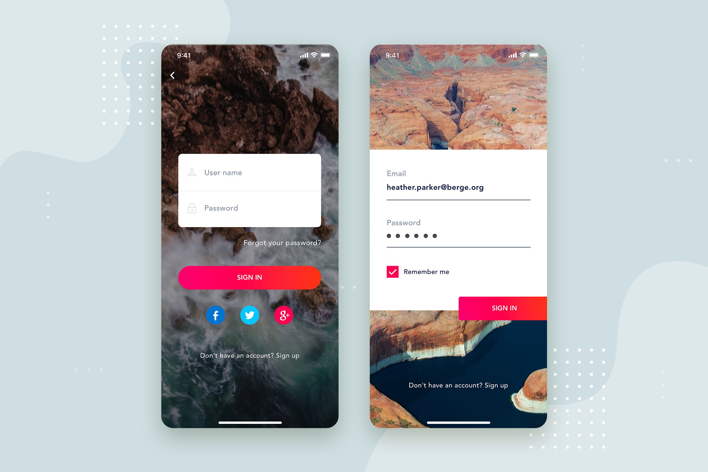 APP应用注册登录界面设计模板下载v6 Login/Sign in Mobile Interface Concept