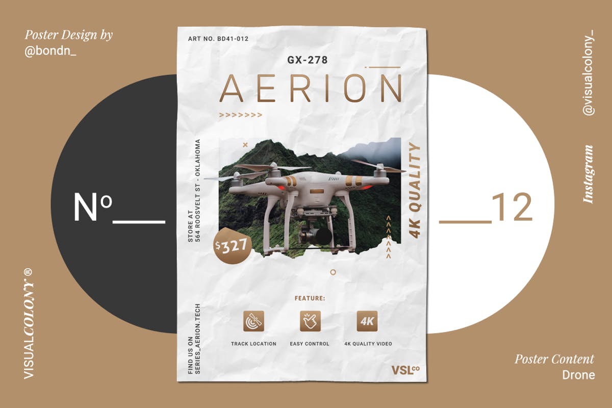 无人机高科技电子产品促销海报设计模板 Drone Poster
