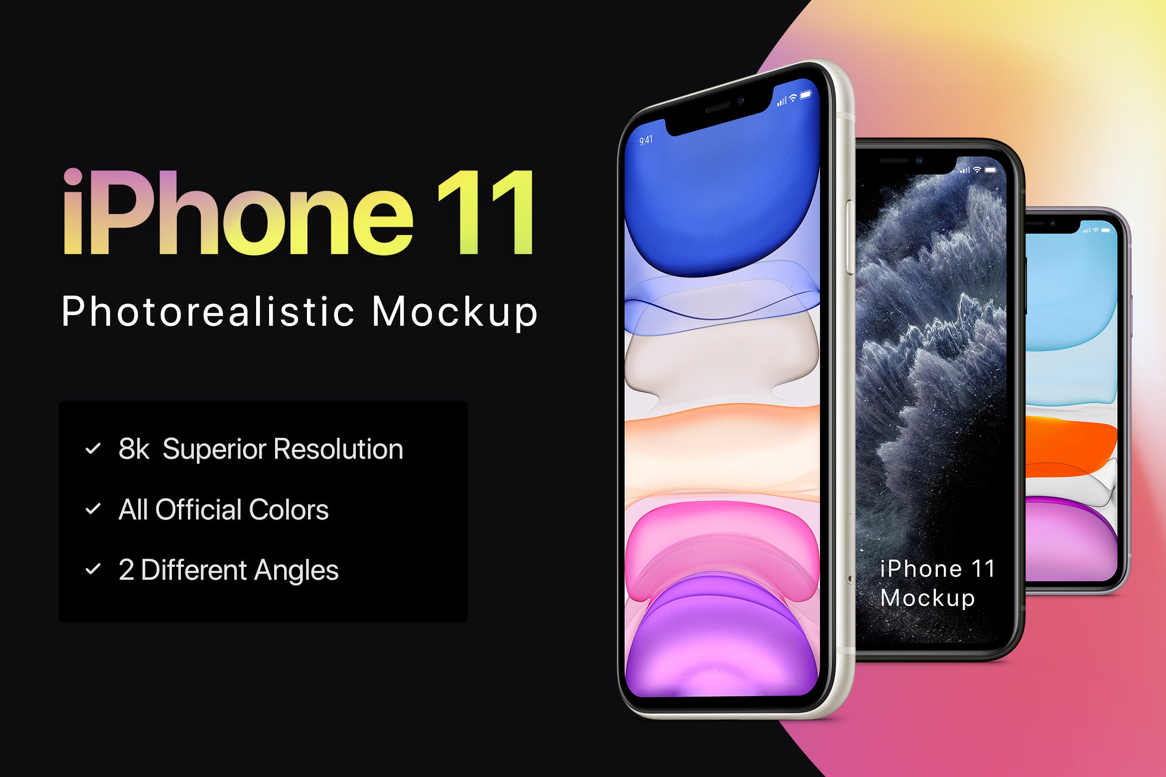 8K超高清分辨率iPhone 11手机样机模板 iPhone 11 Mockup