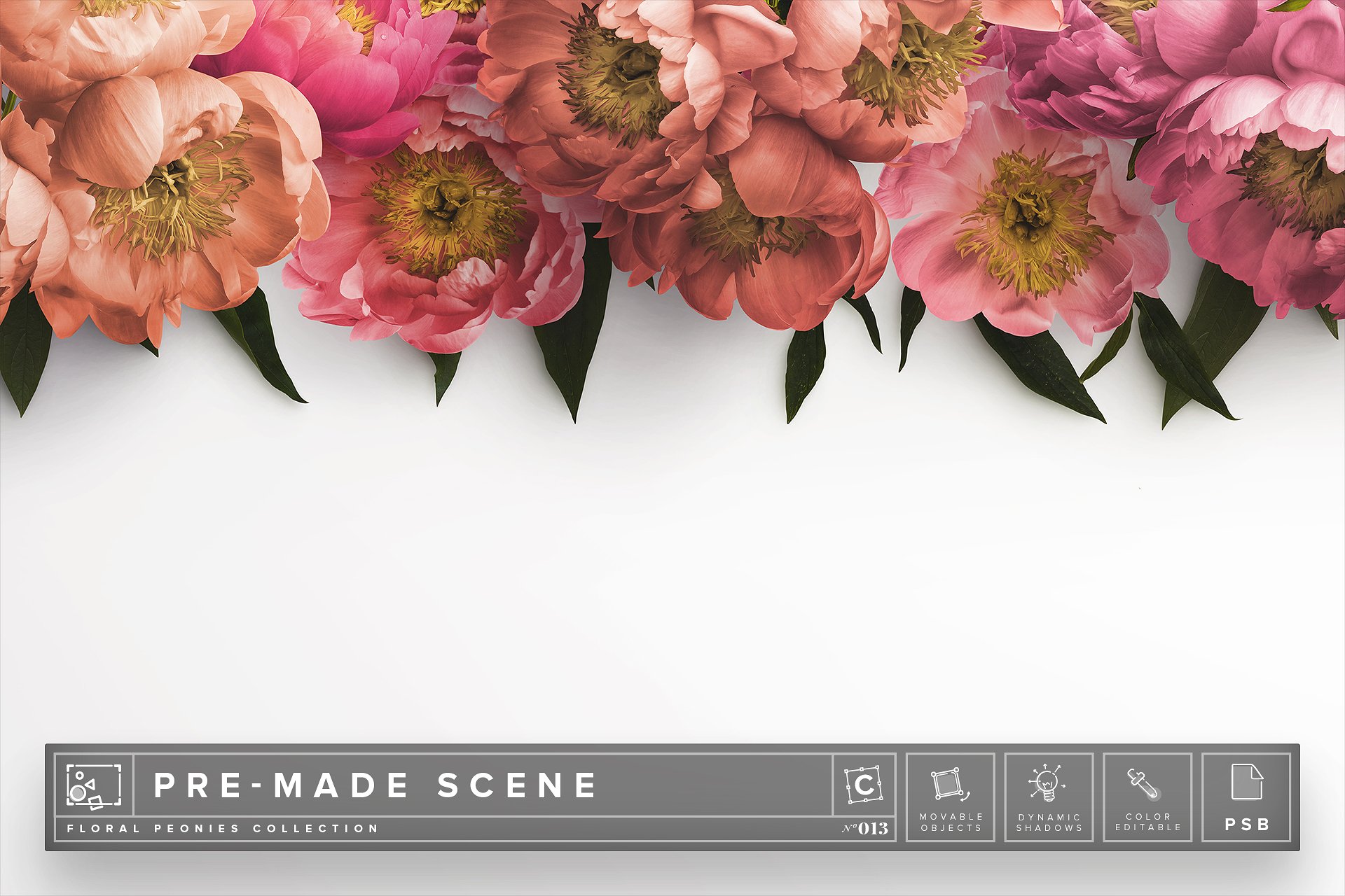牡丹花装饰场景样机模板 Floral Peonies Mockup Scene #013