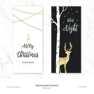 铂金镶嵌效果圣诞节贺卡模板 Christmas Cards with Gold Effect