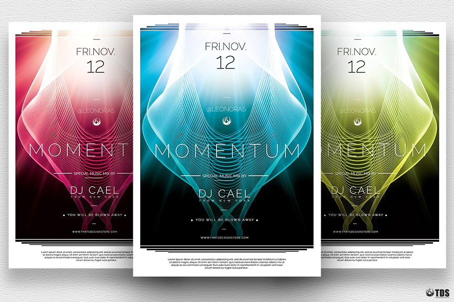 未来科技感DJ音乐派对PSD传单模板 Momentum Flyer PSD