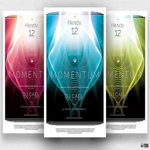 未来科技感DJ音乐派对PSD传单模板 Momentum Flyer PSD