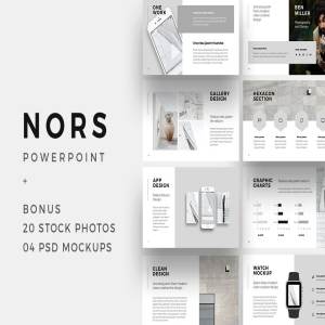 现代创意设计企业宣传PPT幻灯片模板 NORS Powerpoint Template + Big Bonus
