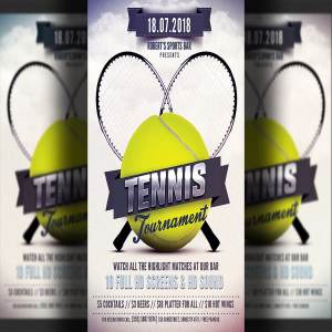 现代体育活动网球比赛传单模板 Tennis Flyer Template