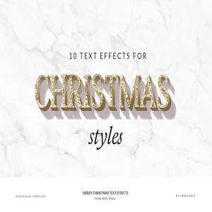 圣诞节主题文本效果图层样式 Merry Christmas Text Effects插图1