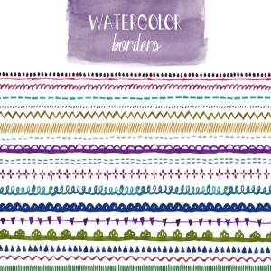多彩水彩花边装饰元素 Watercolor Borders
