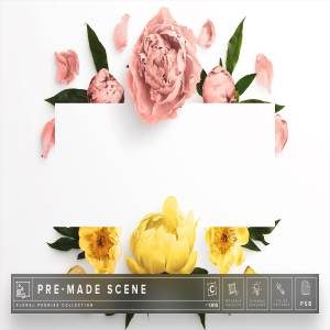 牡丹花卉实物场景样机模板 Floral Peonies Mockup Scene #008