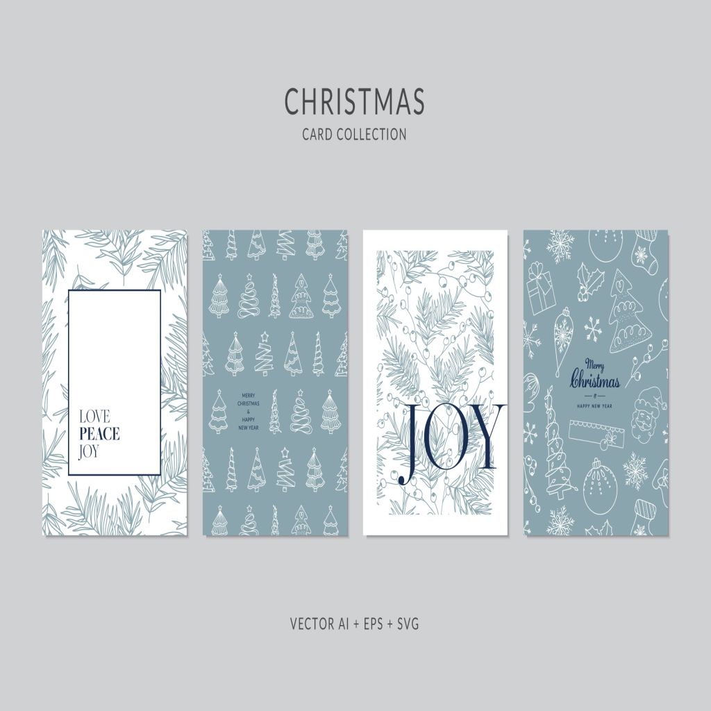 圣诞元素装饰艺术圣诞节贺卡矢量设计模板集v7 Christmas Greeting Card Vector Set插图