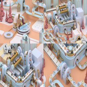 3D建模圣诞节主题概念工厂场景PNG素材 Christmas Factory插图3