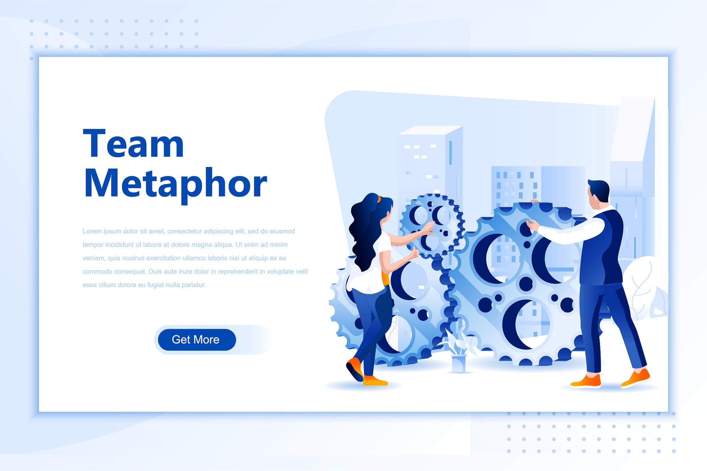 团队协作网站设计概念插画设计素材 Team Metaphor Flat Landing Page Header