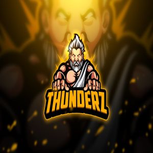 白发雷神电子竞技吉祥物队徽Logo标志设计模板 Thunderz – Mascot & Esport Logo