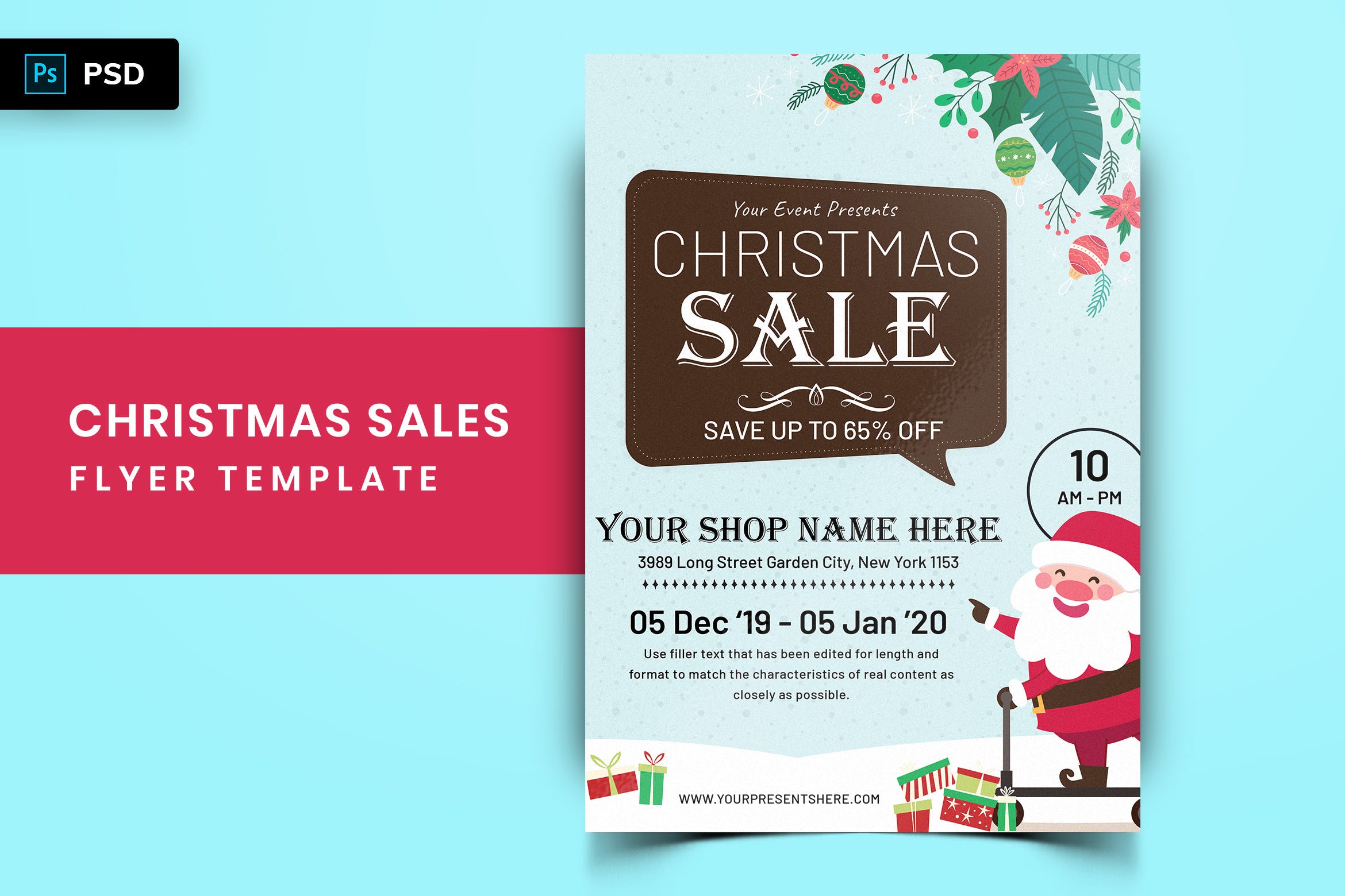 圣诞节礼物商店促销广告海报传单模板v6 Christmas Offer Sales Flyer-06
