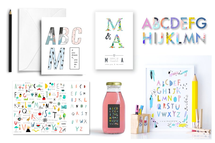 6款可爱时尚的字母表插画 6 ALPHABETS