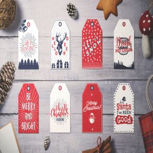 复古设计风格圣诞标签/吊牌设计模板 Retro Christmas Tags, Holiday Social Media Cards插图1