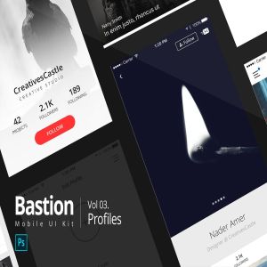 实用APP应用产品用户中心界面UI套件 03 Profiles | Bastion Mobile UI Kit