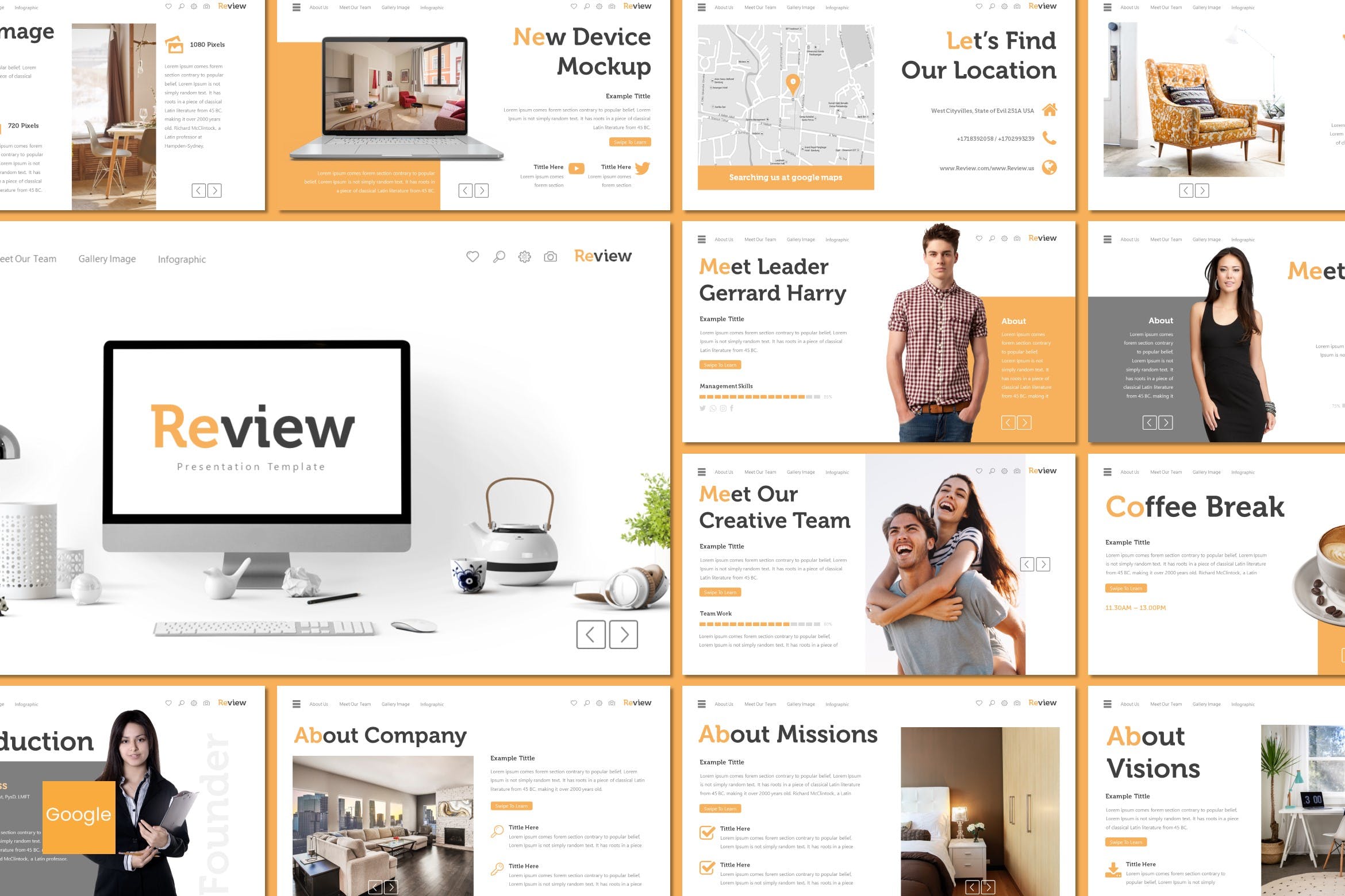 企业对外宣传谷歌幻灯片设计模板 Review – Google Slides Template