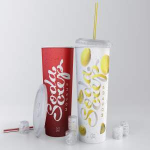 苏打饮料纸杯外观设计样机03 Soda Cup Mockup 03