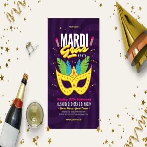 狂欢节之夜活动海报设计模板 Mardi Gras Party