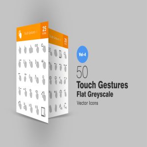50枚手机触摸手势动作图标素材 50 Touch Gestures Greyscale Icons
