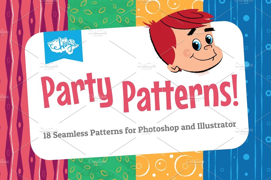 多彩复古派对图案纹理合集 Colorful Retro Party Patterns