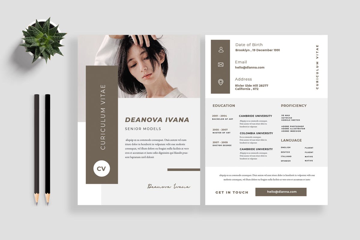 简约风格个人求职电子简历模板V10 Clean Resume / CV Template 10