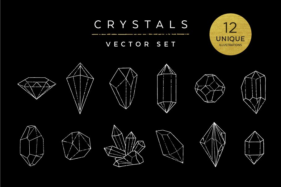 各种形状水晶矢量图形素材 Crystals Vector Illustration Set