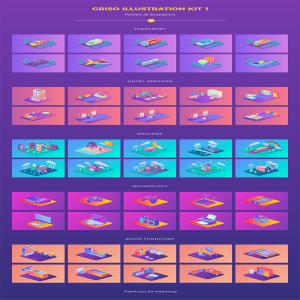 一套精美的立体城市图标套装下载[Ai]