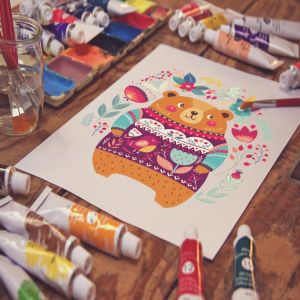 画室创作场景画纸样机模板v1 Paper View