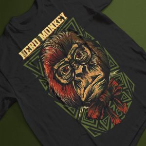 呆猴猴子手绘T恤印花设计 Nerd Monkey
