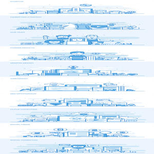 扁平彩色条幅 Banner 素材 Set of Flat Line Color Banners（三）