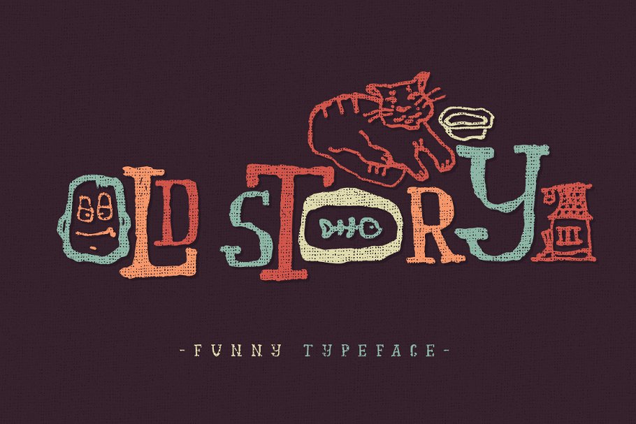 趣味涂鸦字体 “Old story”