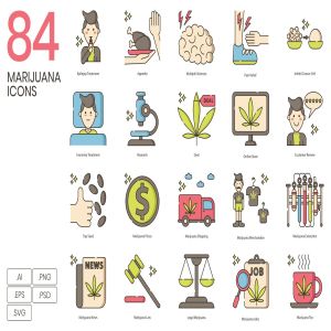 84枚大麻&草药主题图标 84 Marijuana & Weed Icons | Hazel Series