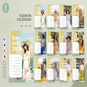 时尚服饰品牌定制设计2020年日历表设计模板 Fashion Calendar 2020 Calendar – AI, DOC, PSD