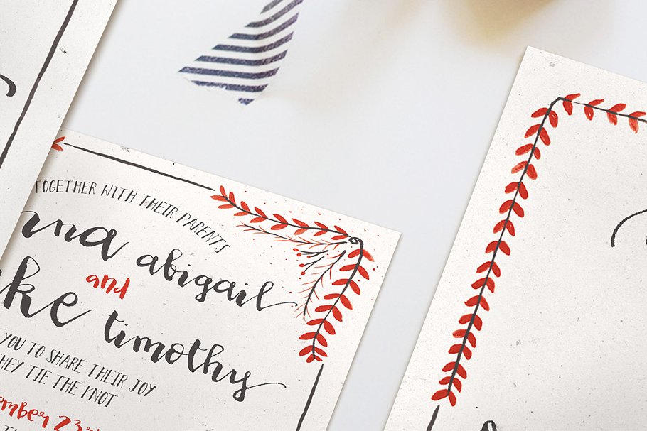 水彩花卉装饰婚礼设计物料模板合集 Watercolor Floral Wedding Suite