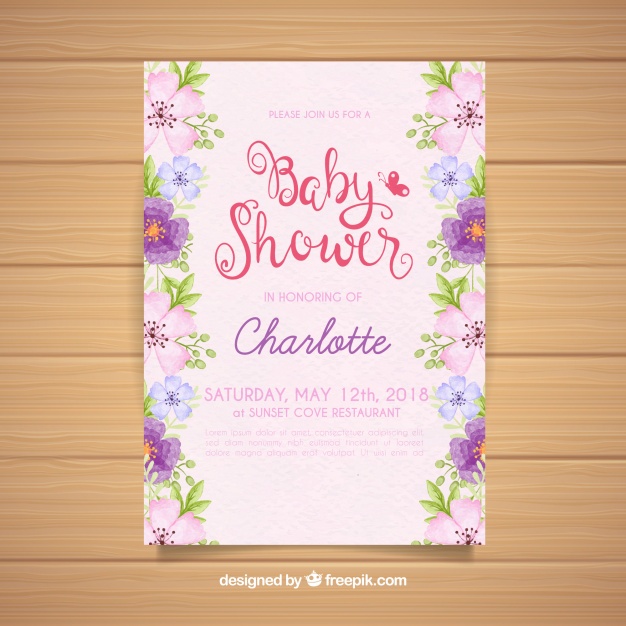 超美的宝宝洗礼邀请卡 Baby shower invitation
