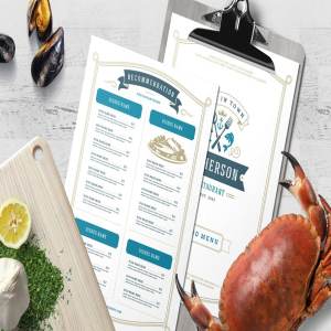 海鲜餐厅菜单模板&店招模板 Seafood Menu Template and Logo