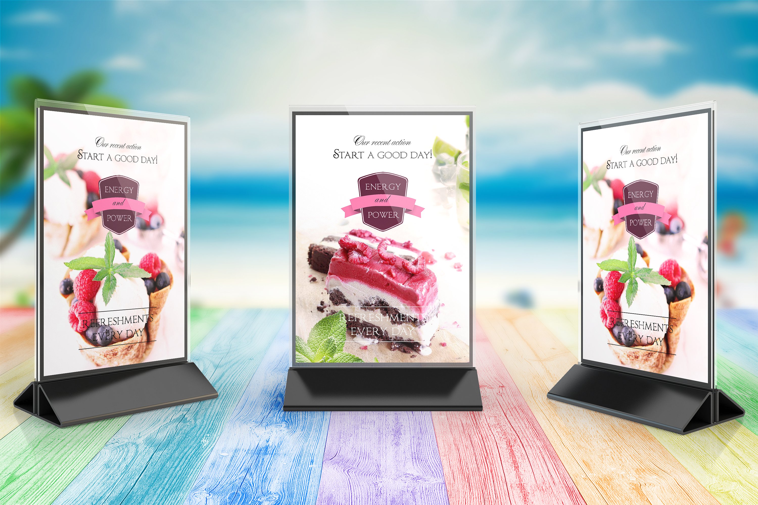 立式广告牌样机模板 Portrait Sign Holders Mockups