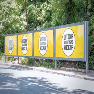 户外广告牌效果图样机模板#1 Outdoor Advertisement Mockup Template #1