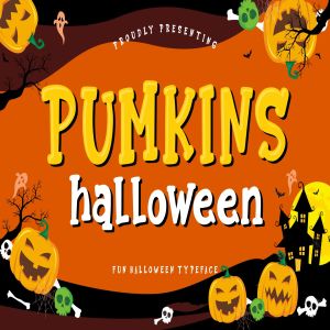 万圣节主题设计英文粗体字体 Pumkins Halloween Fun Typeface