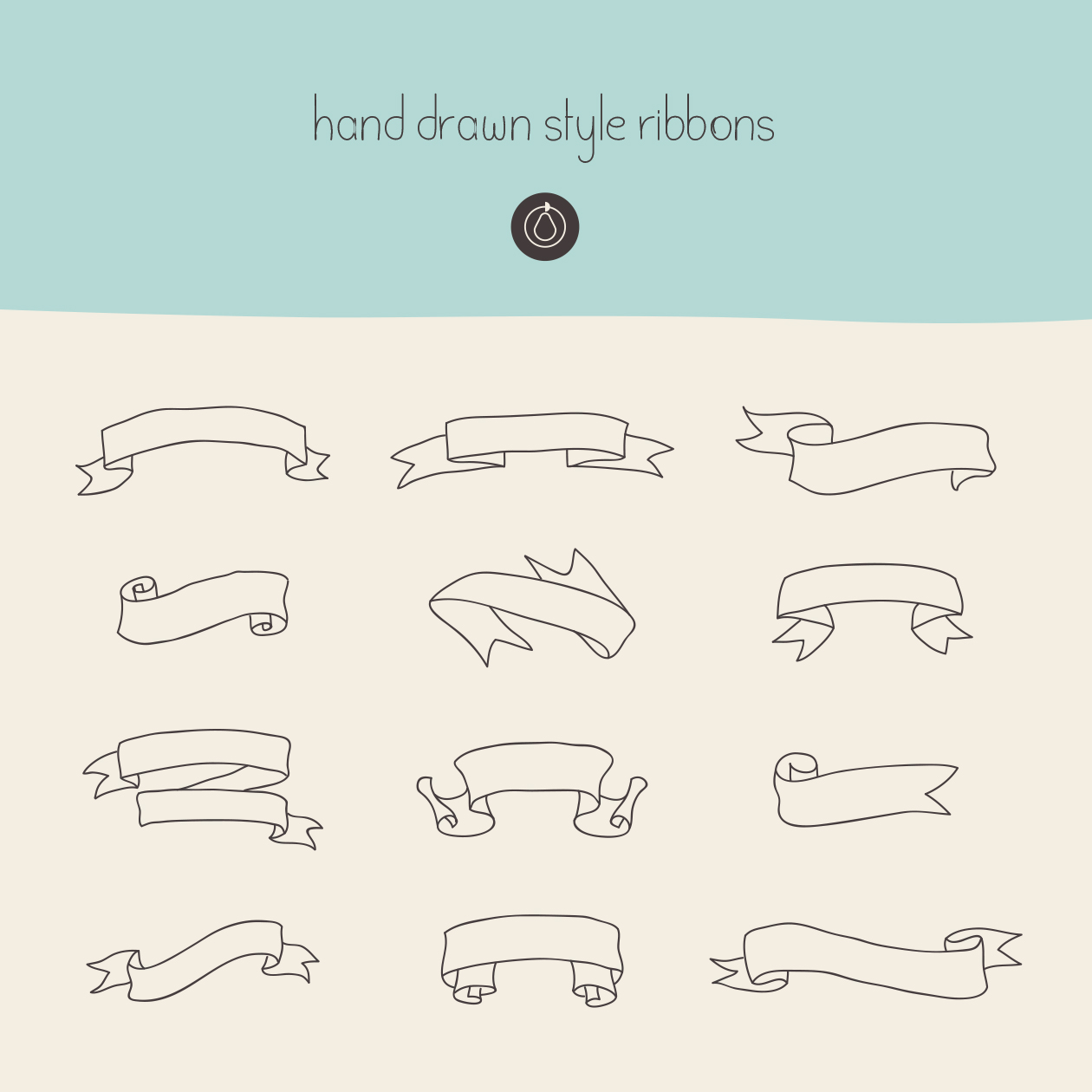 人工手绘丝带矢量图形设计素材 Hand Drawn Ribbons – Vector