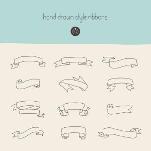 人工手绘丝带矢量图形设计素材 Hand Drawn Ribbons – Vector