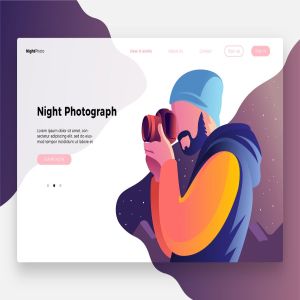 摄影师作品网站Banner&着陆页模板 Photography Night-Banner & Landing Page