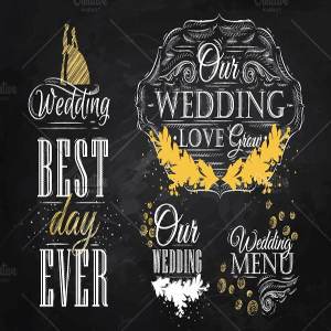 婚礼活动粉笔字祝语插画 Wedding lettering