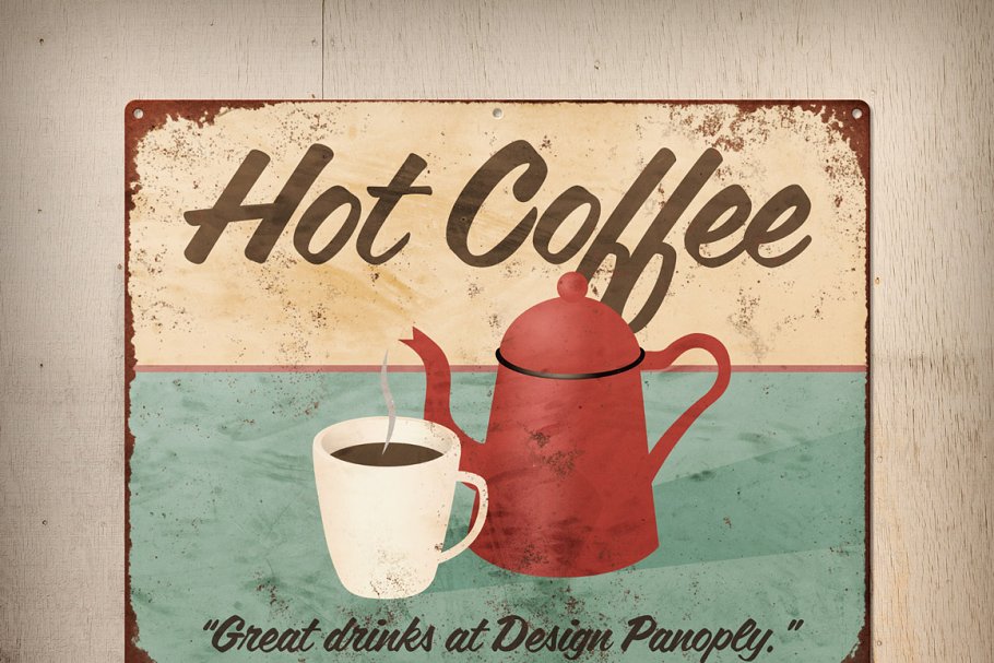 生锈的老式锡标志模板 Rusty Vintage Tin Sign Templates