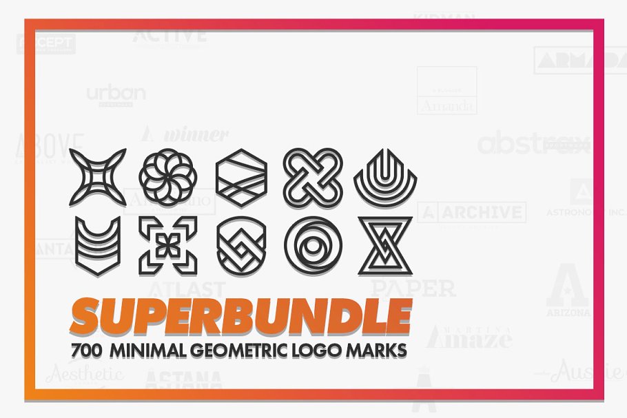 700个精简几何图案Logo模板  Minimal Geometric Logo Marks Bundle