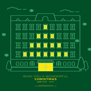 线条设计风格冬季圣诞树房子海报传单psd素材